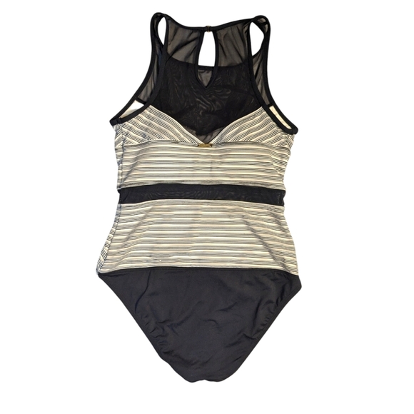 ANNE COLE Women's Black/ White Removable Cups One Piece Swimsuit SZ 8 - Picture 4 of 10